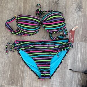 NWT - Arizona Jean Company Blue and Pink Bikini